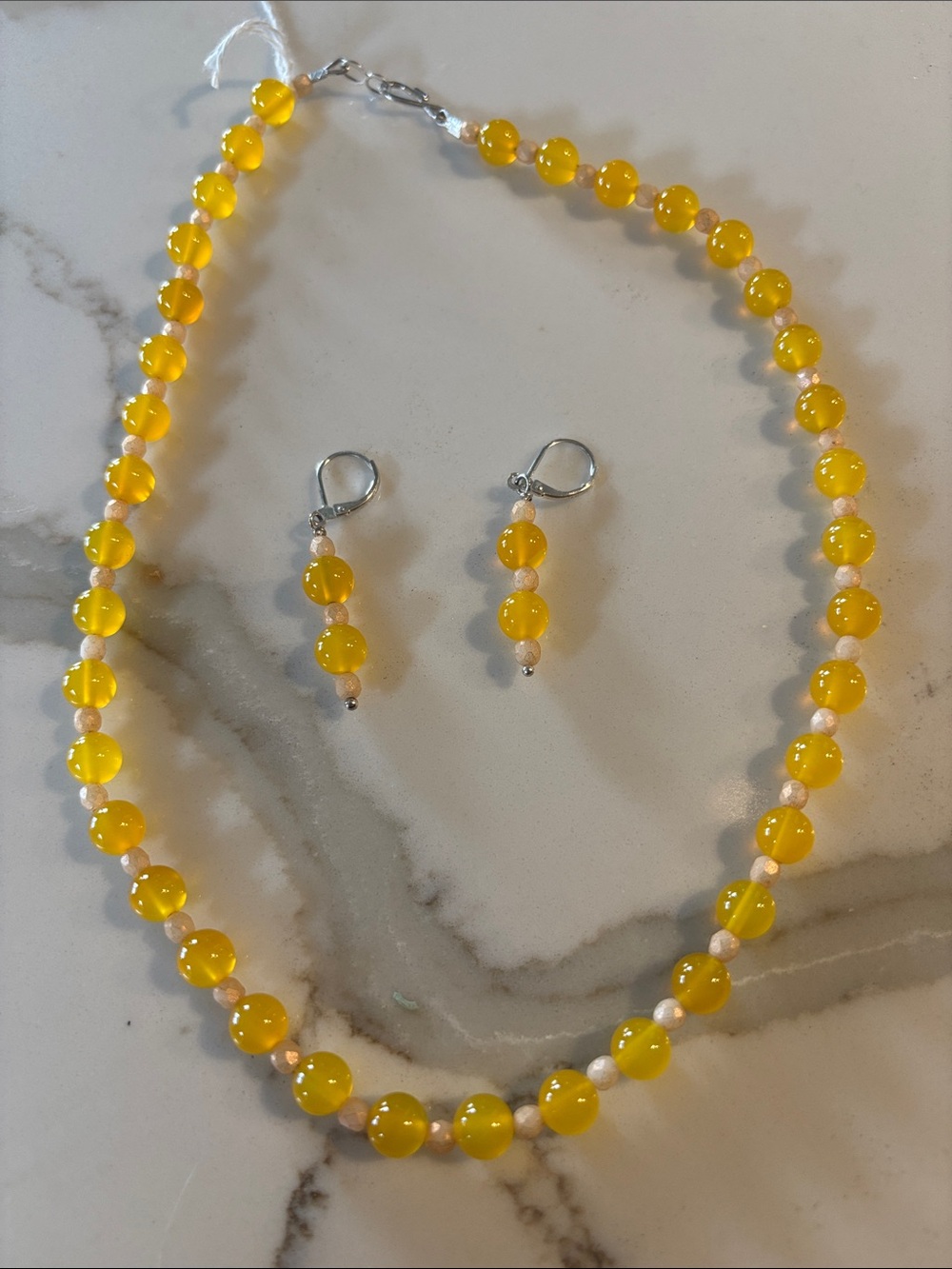 Yellow Agate Necklace & Earring Set